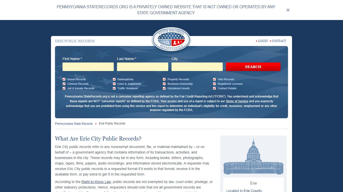 Erie Arrest and Public Records | Pennsylvania.StateRecords.org