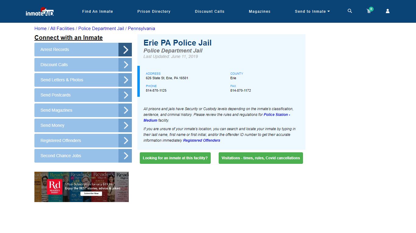 Erie PA Police Jail & Inmate Search - Erie, PA