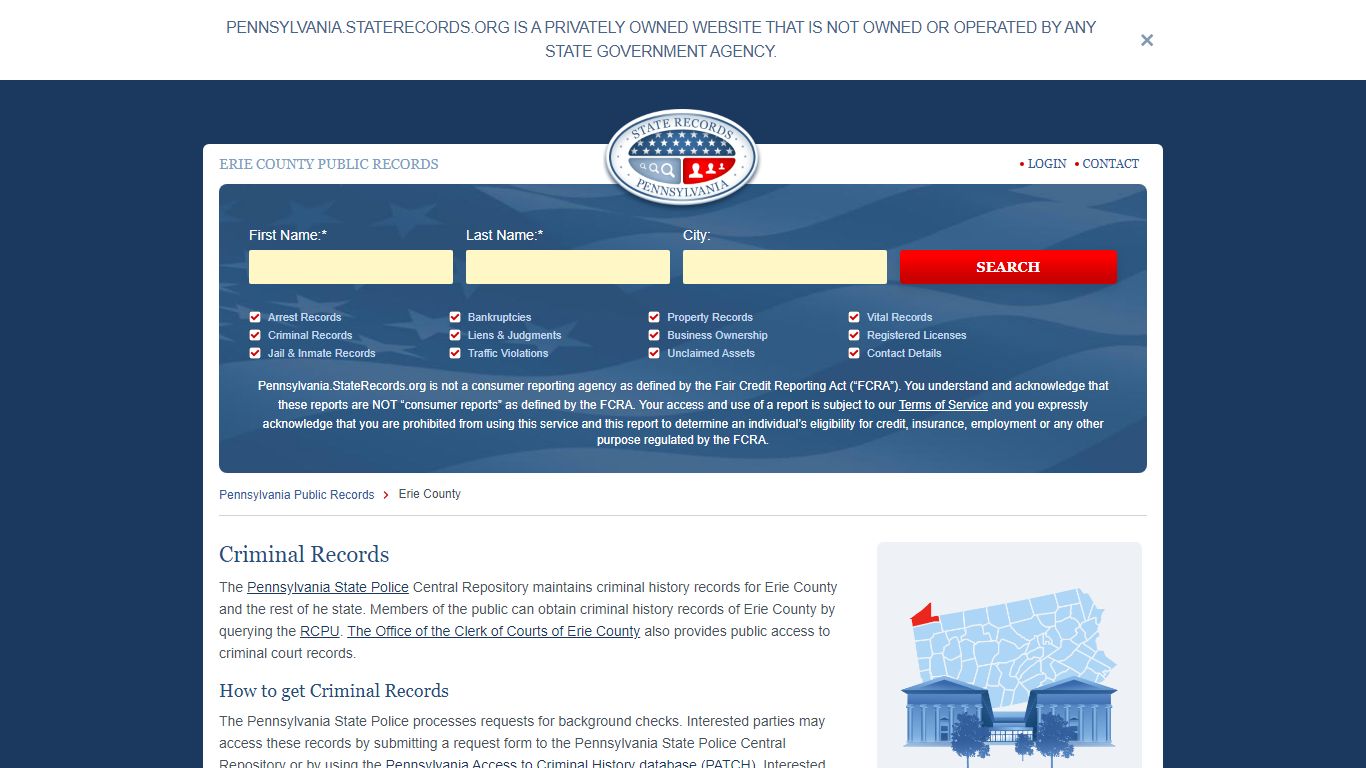 Erie County Arrest, Court, and Public Records | StateRecords.org